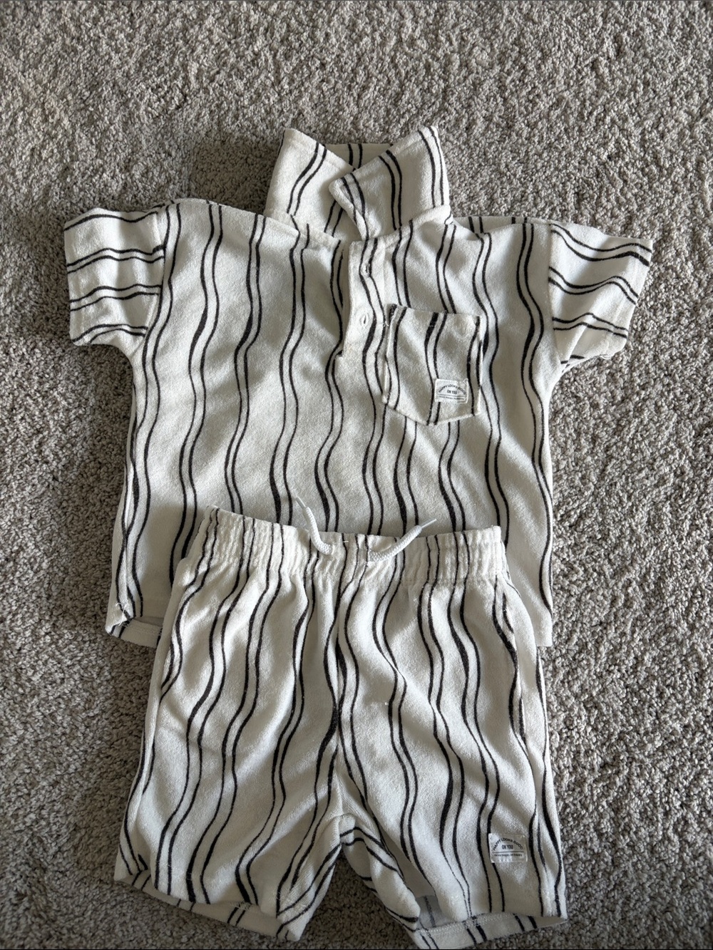 Greyson White and Black Striped Kids Matching Set